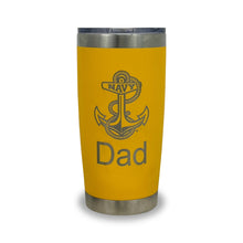 Load image into Gallery viewer, Navy Dad 20oz Stainless Steel Tumbler (Yellow)