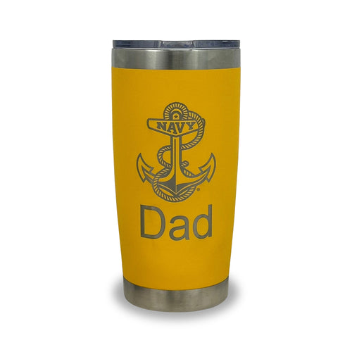 Navy Dad 20oz Stainless Steel Tumbler (Yellow)