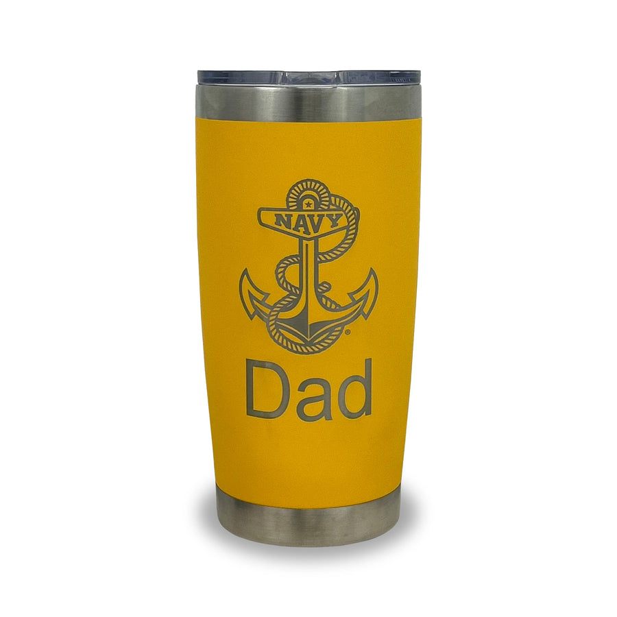 Navy Dad 20oz Stainless Steel Tumbler (Yellow)