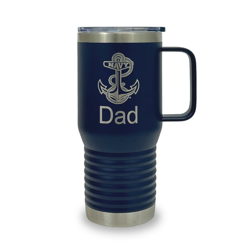 Navy Dad 20oz Handled Travel Mug (Navy Blue)