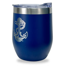 Load image into Gallery viewer, Navy Anchor Stainless Steel Laser Etched 16oz Cooler (Navy)