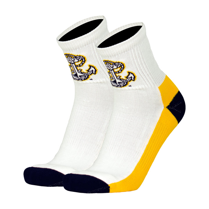 Navy Quarter Socks (White)