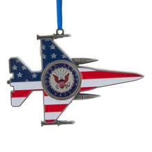 Load image into Gallery viewer, Navy Metal Jet Ornament