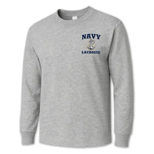 Load image into Gallery viewer, Navy Anchor Lacrosse Long Sleeve T-Shirt