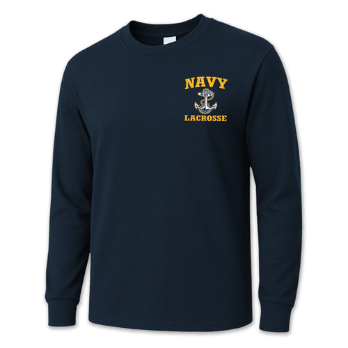 Navy Anchor Lacrosse Long Sleeve T-Shirt