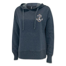 Load image into Gallery viewer, Navy Anchor Left Chest Ladies Hood