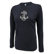 Load image into Gallery viewer, Navy Anchor Ladies Center Chest Long Sleeve