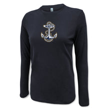 Load image into Gallery viewer, Pick Your Design Navy Ladies Long Sleeve T-Shirt (Black)