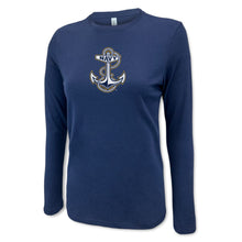 Load image into Gallery viewer, Navy Anchor Ladies Center Chest Long Sleeve