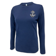 Load image into Gallery viewer, Navy Anchor Ladies Left Chest Long Sleeve