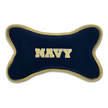 Load image into Gallery viewer, Navy Embroidered Bone Shaped Squeak Toy (Large - 10&quot;)