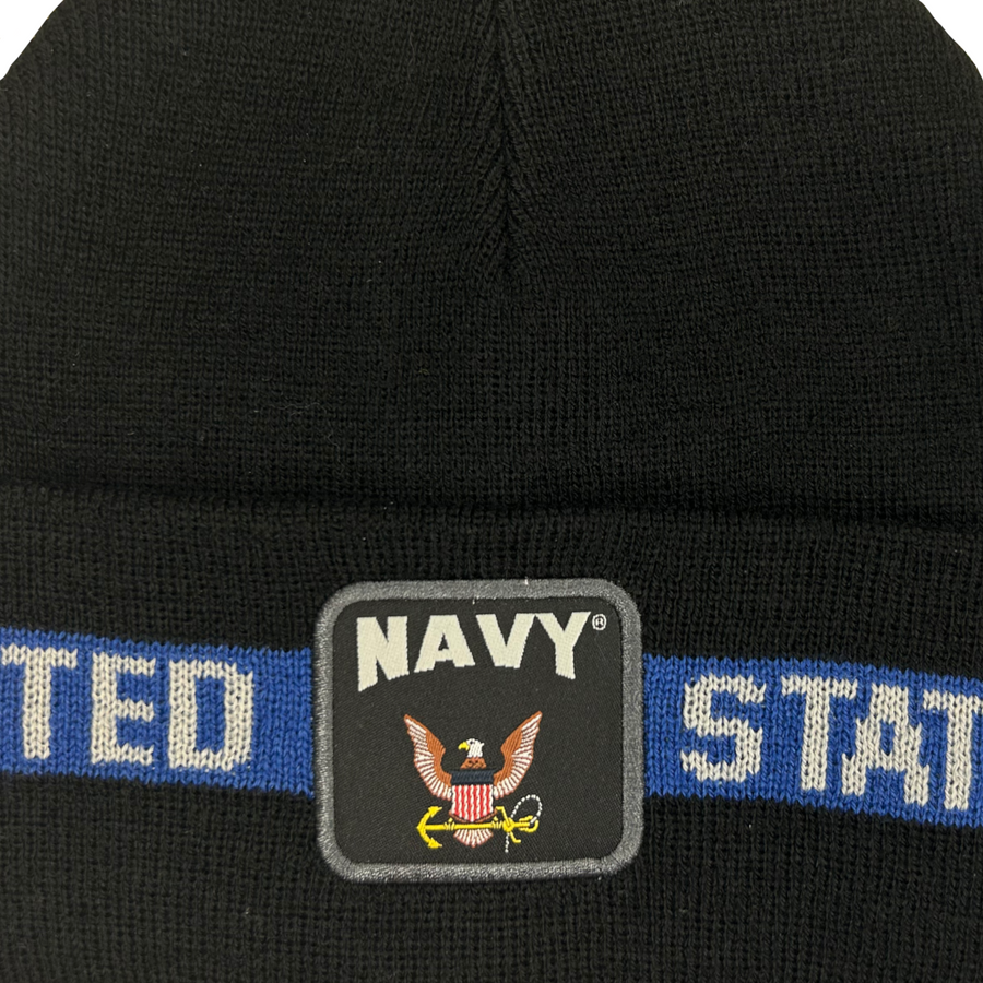 Navy Jacquard Stripe Beanie