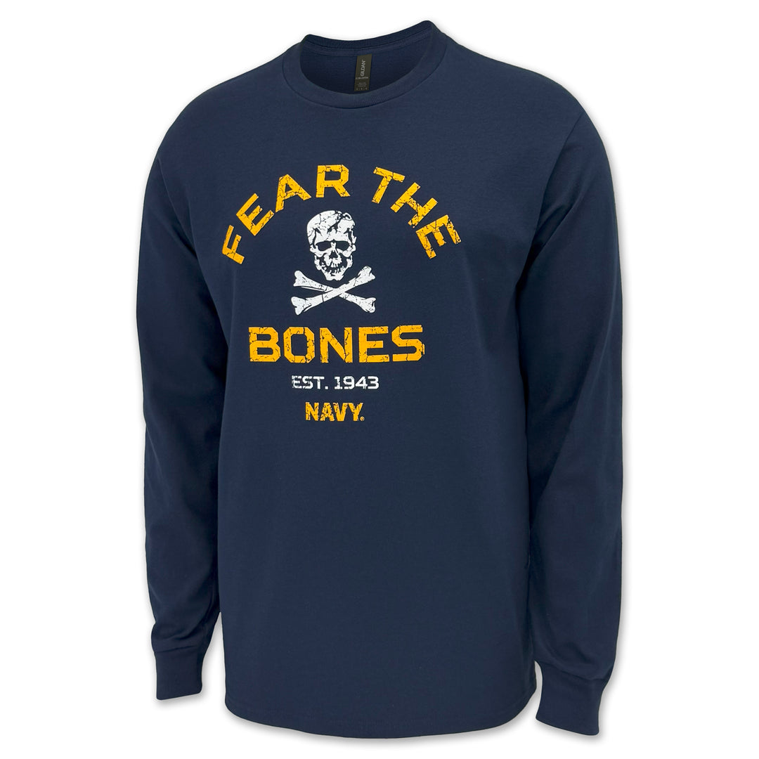 Navy Fear The Bones Long Sleeve T-Shirt (Navy)
