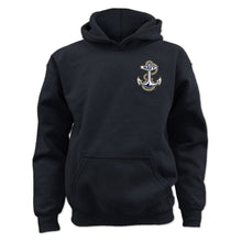 Load image into Gallery viewer, Pick Your Design Navy Youth Hooded Sweatshirt (Black)