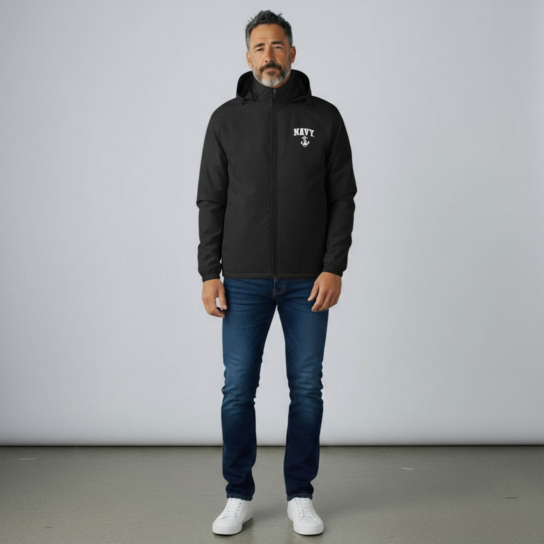 Navy Anchor Atmos Pro Fleece Lined Hooded Jacket (Black)