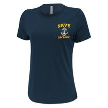 Load image into Gallery viewer, Navy Anchor Lacrosse Ladies T-Shirt