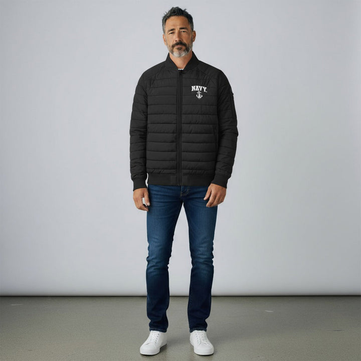 Navy Anchor Paradox Polyloft Bomber Jacket (Black)
