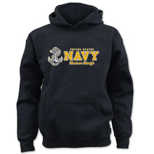 Load image into Gallery viewer, Pick Your Design Navy Youth Hooded Sweatshirt (Black)