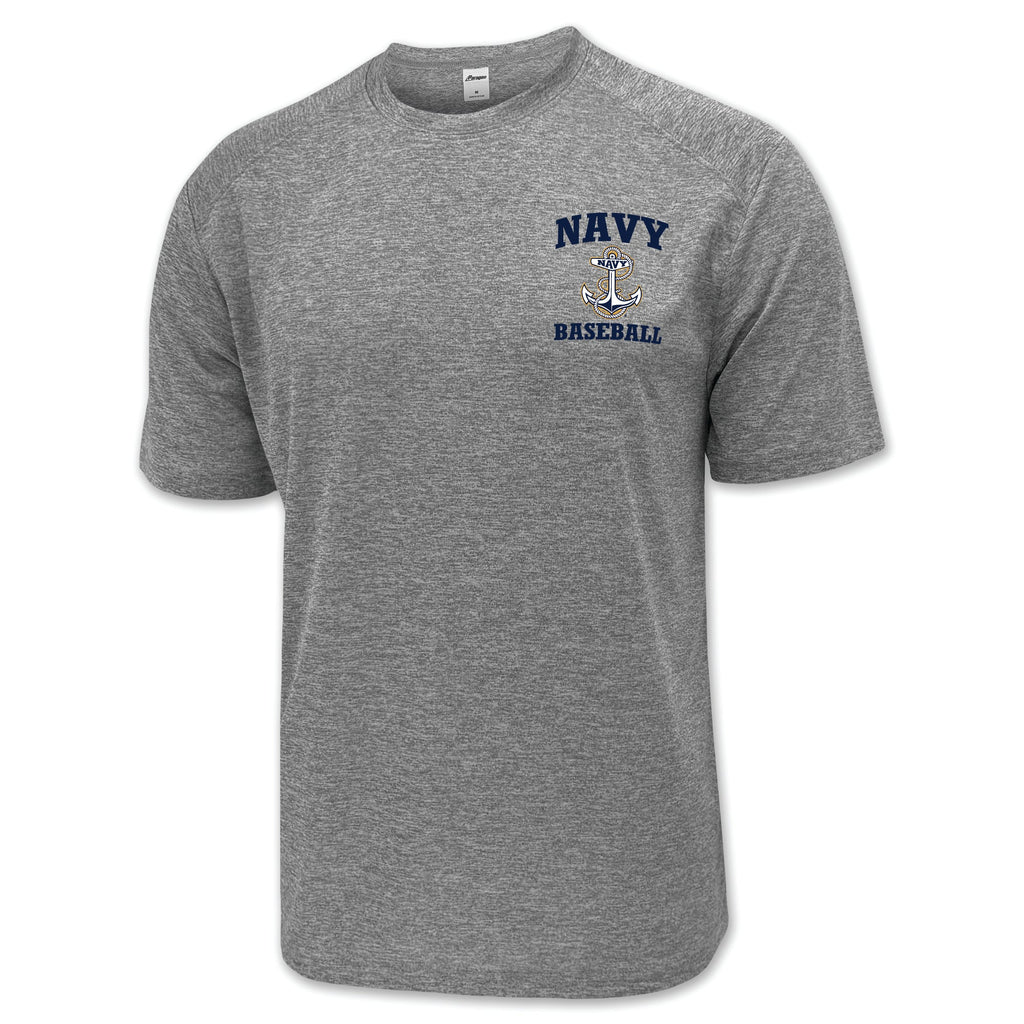 Navy Anchor Baseball Performance T-Shirt (Grey)