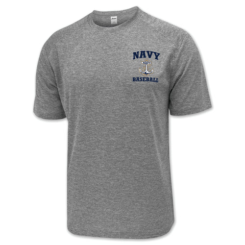 Navy Anchor Baseball Performance T-Shirt (Grey)