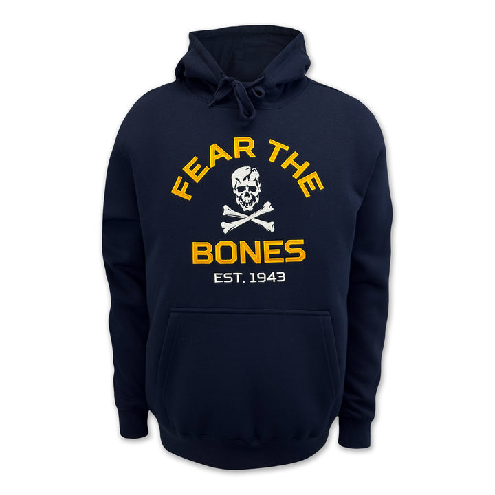 Navy Fear The Bones Tackle Twill Embroidered Fleece Hood (Navy)