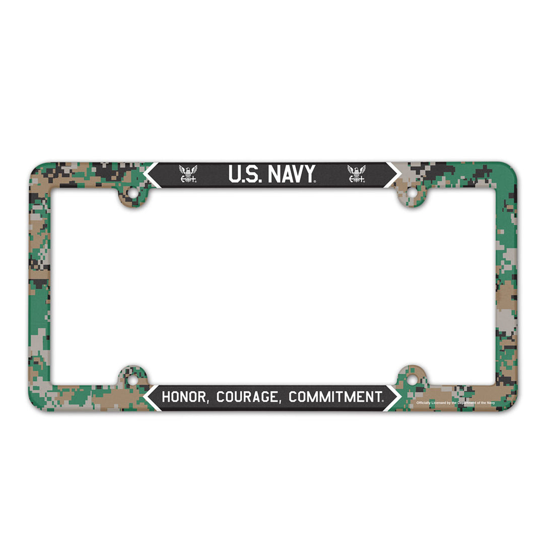Navy Honor Courage Commitment Digi Camo License Plate Frame