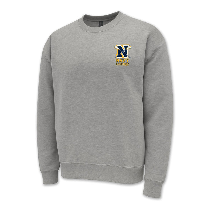 Navy Lacrosse Logo Crewneck