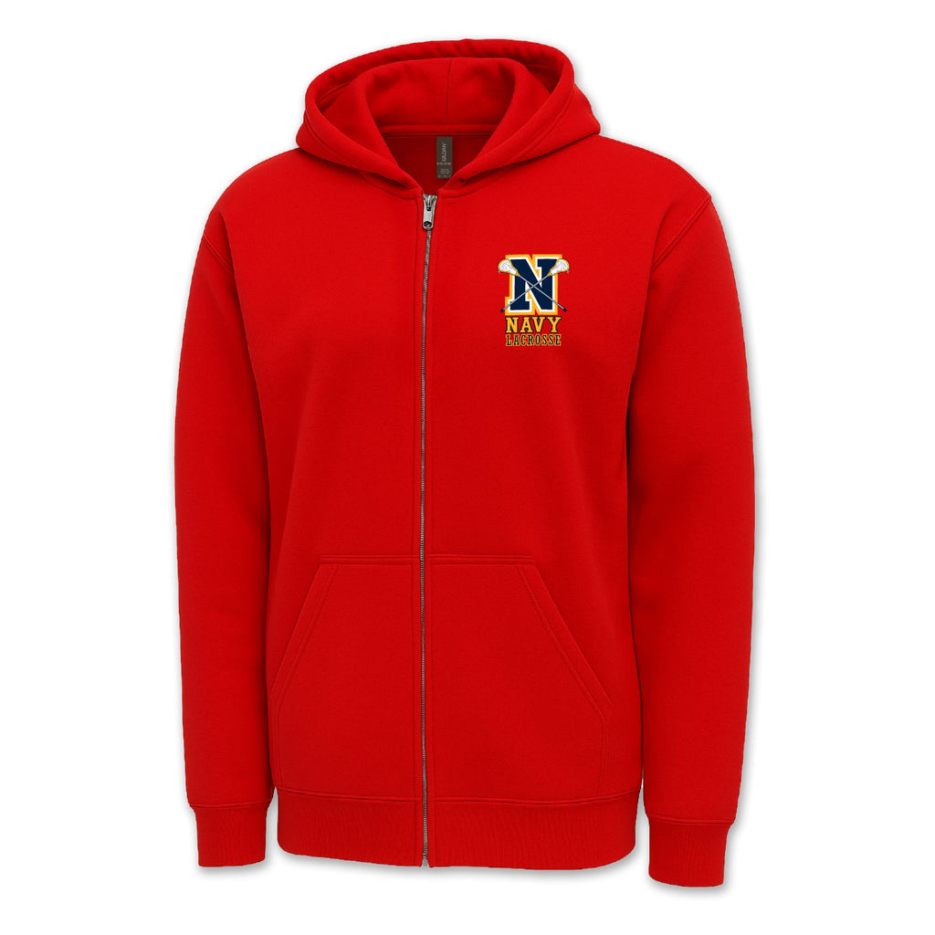 Navy Lacrosse Logo Full Zip Hood