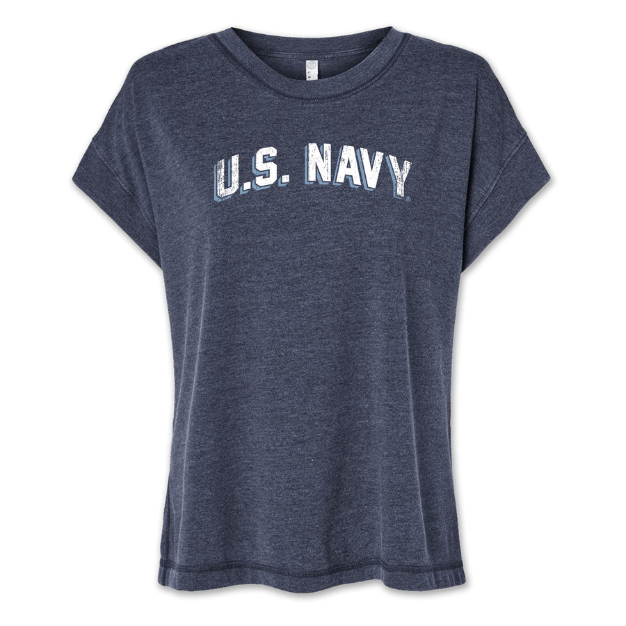 Navy Ladies Distressed Arch T-Shirt (Navy)