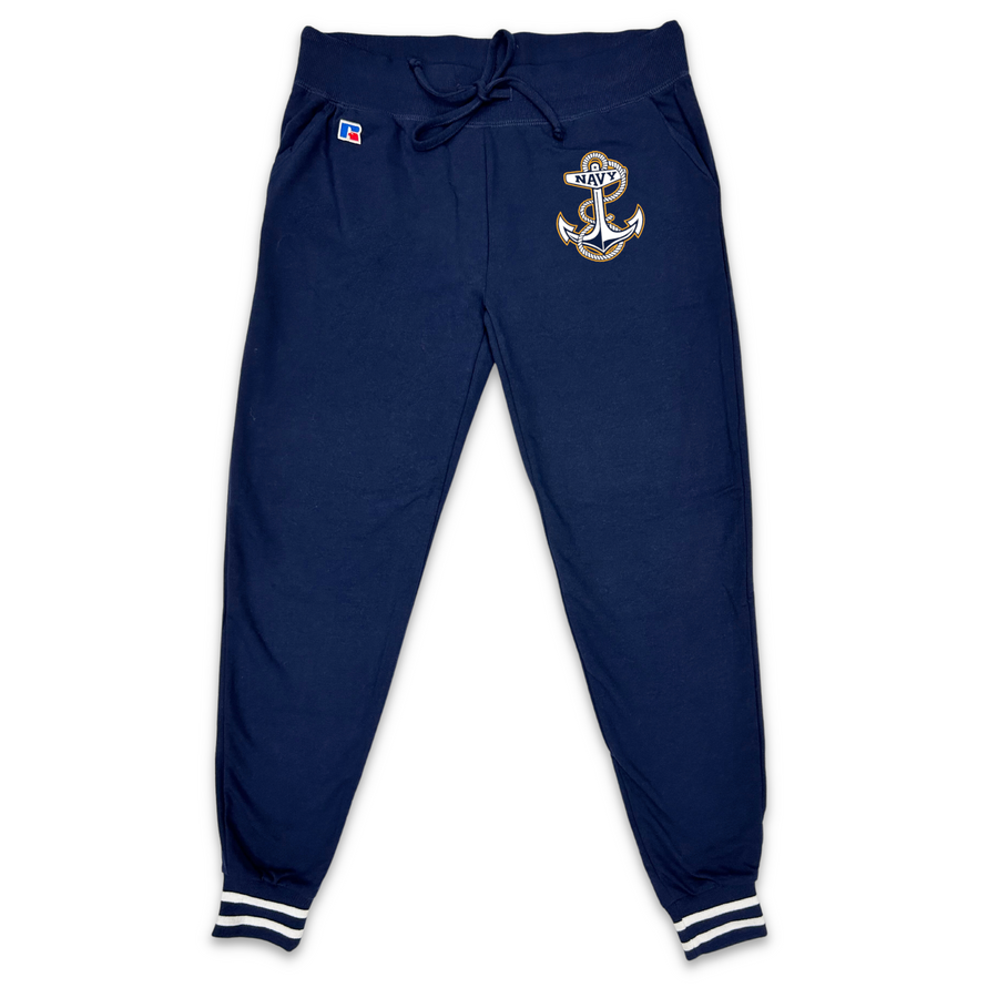 Navy Anchor Ladies French Terry Jogger