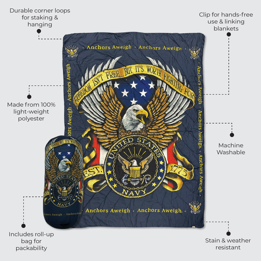 Navy Puffy Blanket
