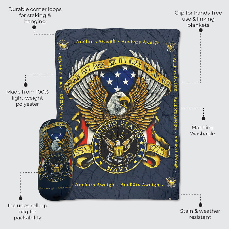 Navy Puffy Blanket