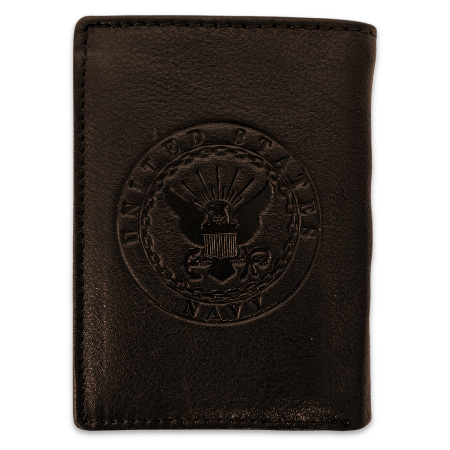 Navy Seal Genuine Leather Trifold Wallet (Brown)