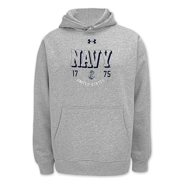 Navy Under Armour 1775 Icon Fleece Hood (Grey)