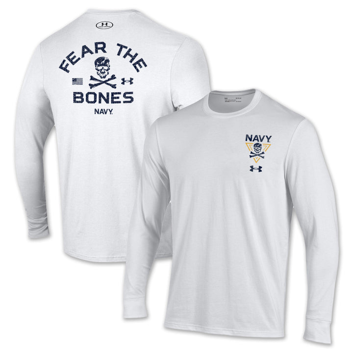 Navy Under Armour Fear the Bones Long Sleeve T-Shirt (White)
