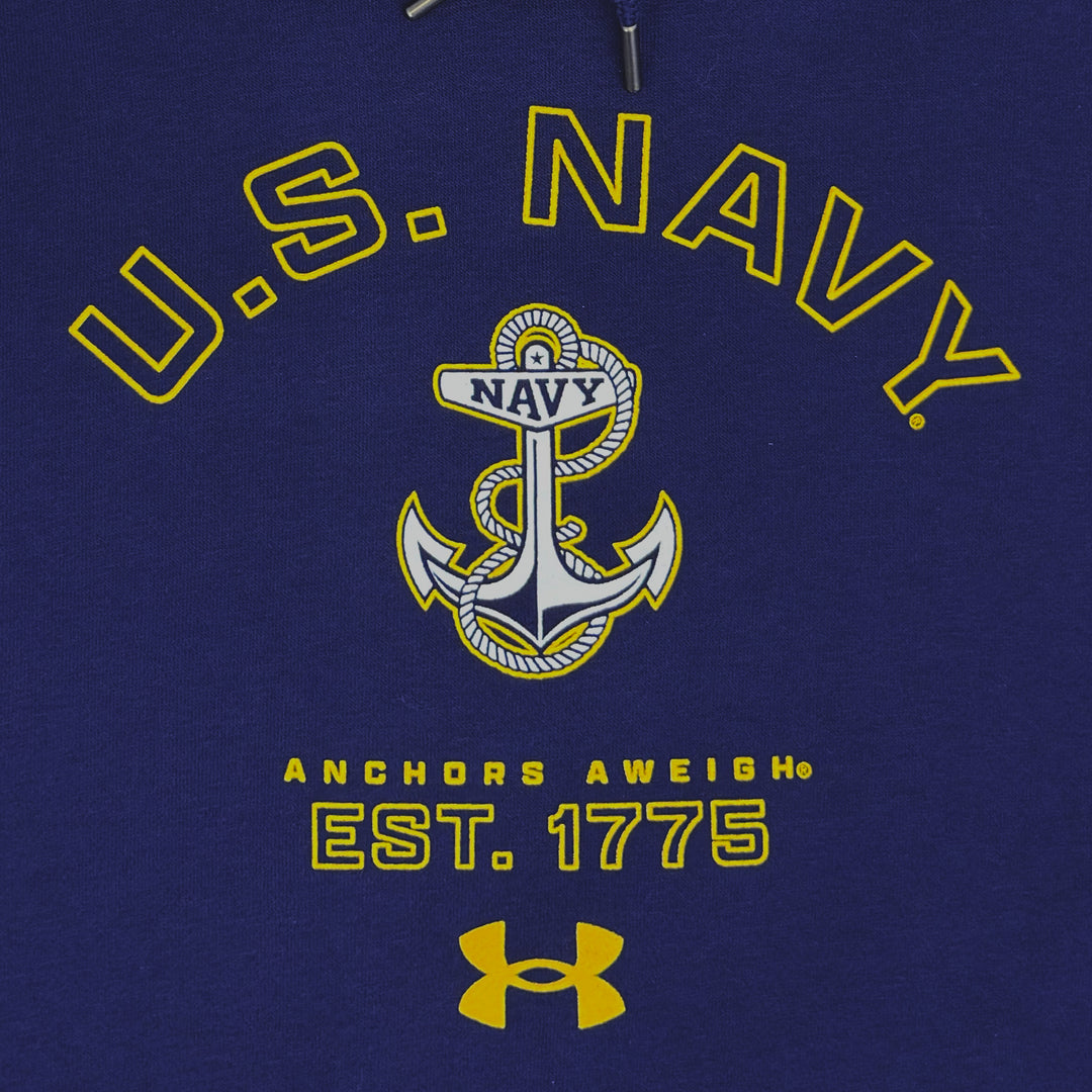 Navy Under Armour Anchors Aweigh Rival Fleece Hood (Navy)