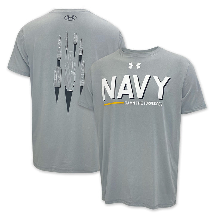 Navy Under Armour Damn the Torpedoes Ship T-Shirt (Grey)