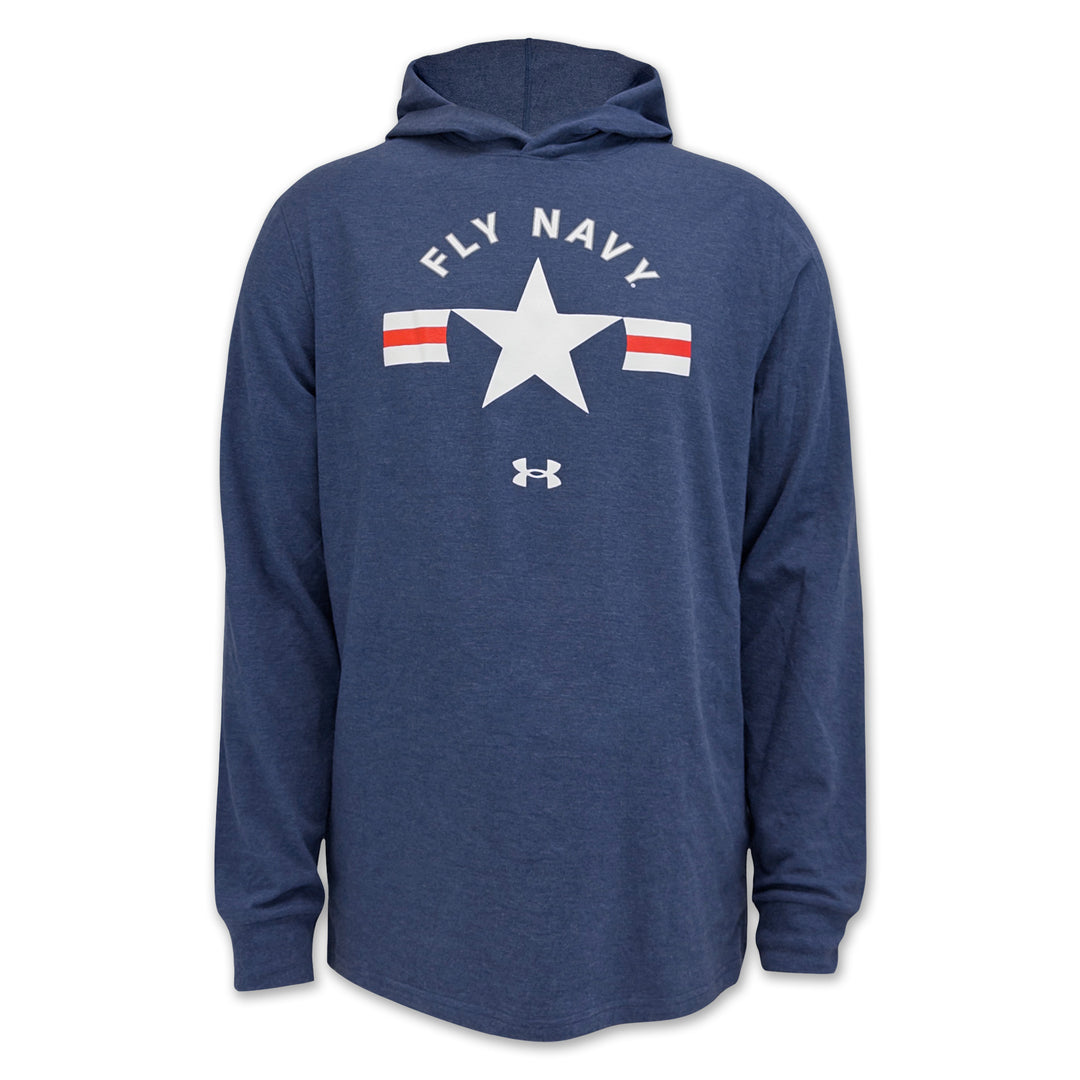 Navy Under Armour Fly Navy Icon Long Sleeve Hood (Navy)