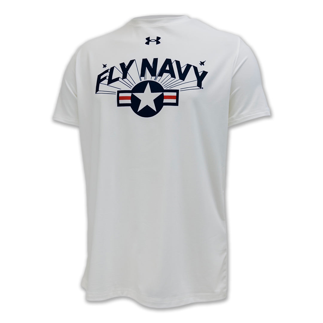 Navy Under Armour Fly Navy Tech T-Shirt (White)