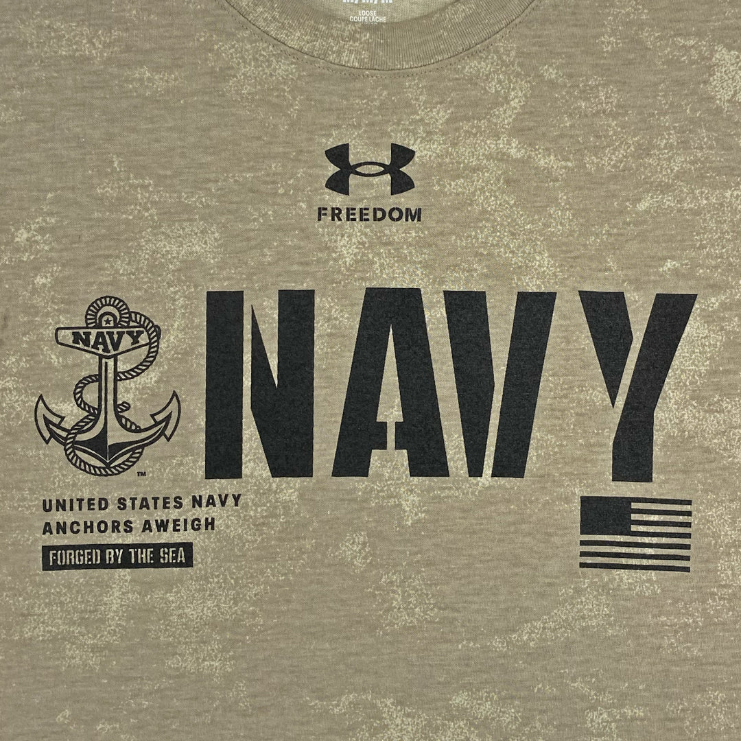 Navy Under Armour Freedom Performance Cotton Washed T-Shirt (Tan)