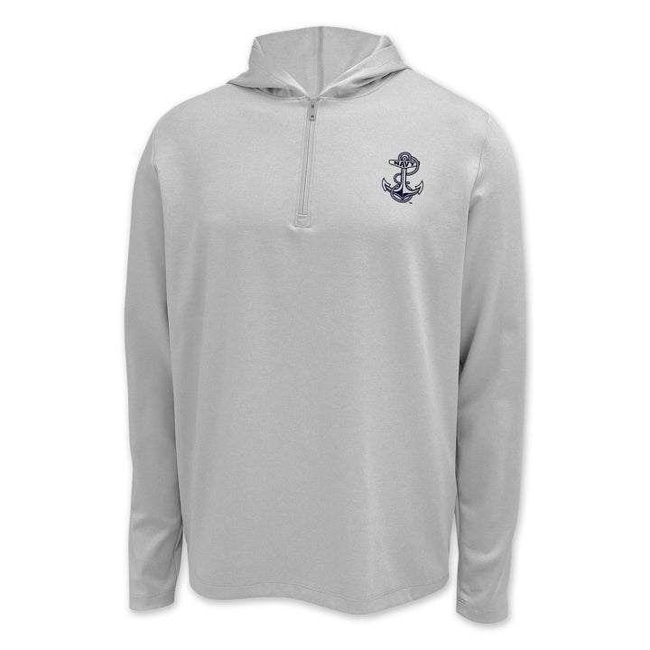 Navy Under Armour Hooded Long Sleeve Zip Tee (Grey)