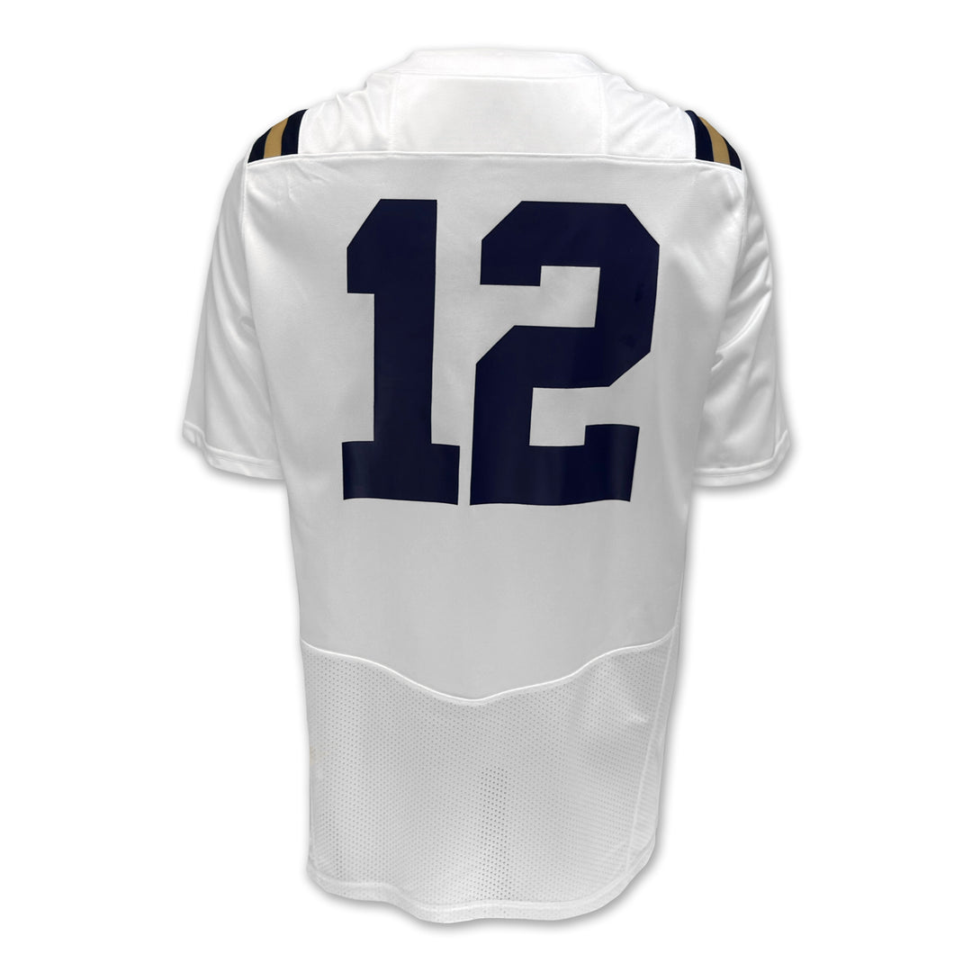 Navy Under Armour Sideline Replica Football Jersey #12 (White)