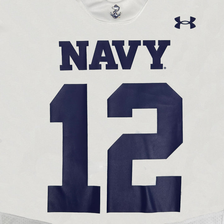 Navy Under Armour Sideline Replica Football Jersey #12 (White)