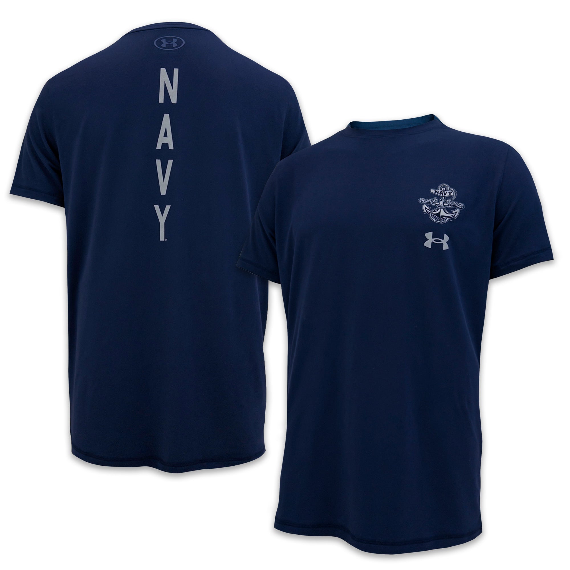 Navy Under Armour Anchor Silent Service Spine Tech T-Shirt (Navy