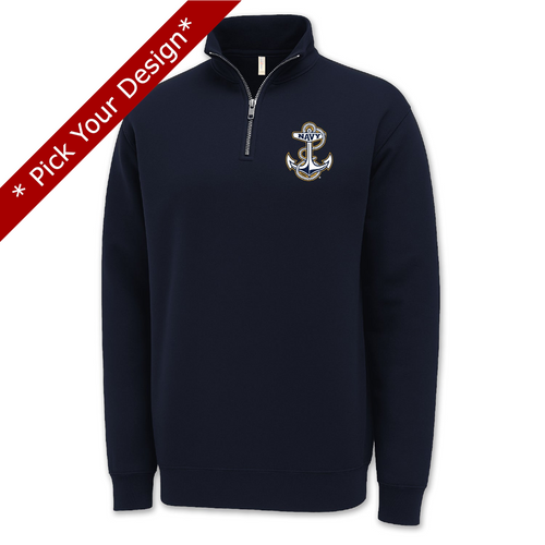 Pick Your Design Navy 1/4 Zip Sweatshirt (Navy)
