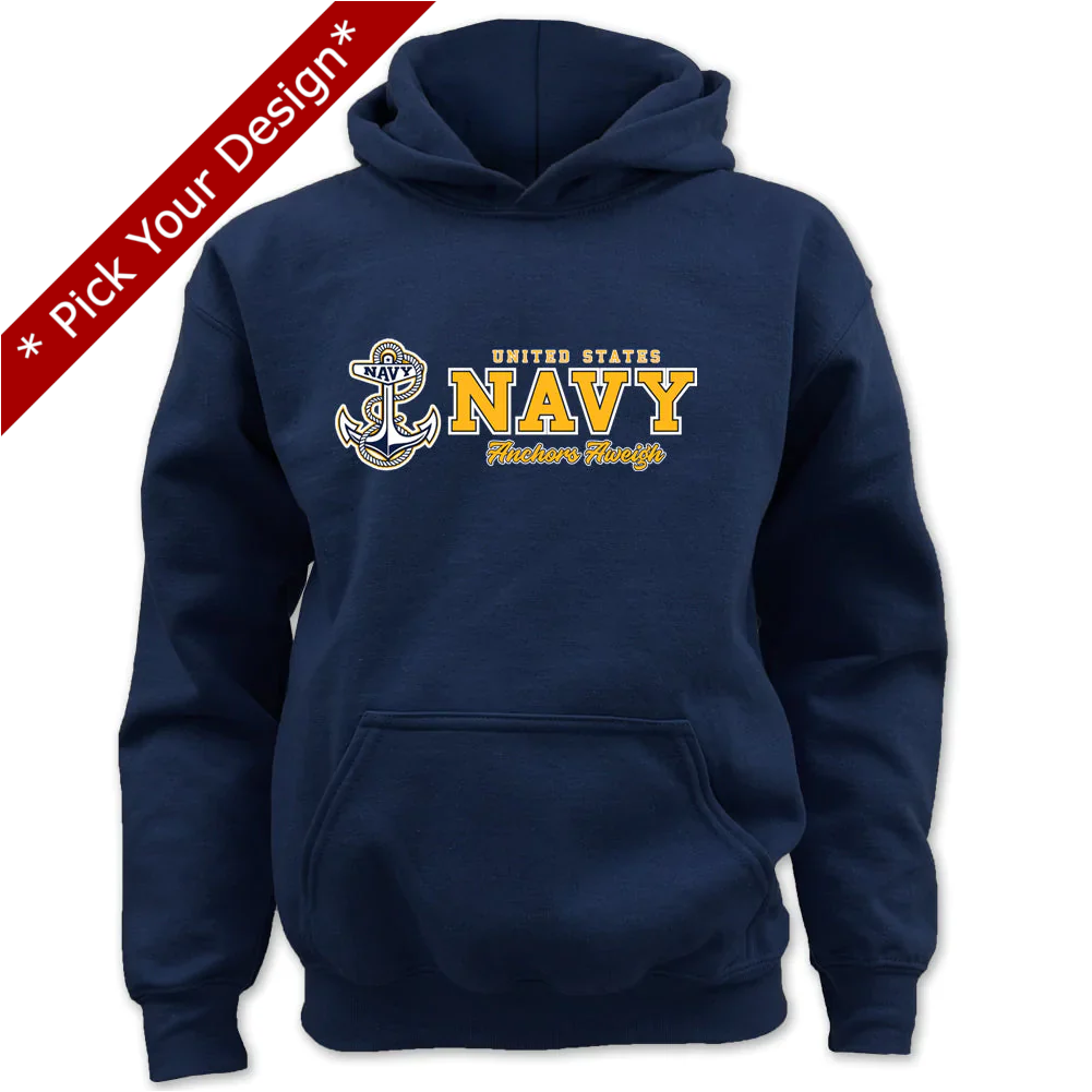 Pick Your Design Navy Youth Hooded Sweatshirt