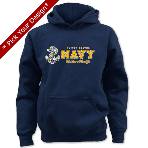 Pick Your Design Navy Youth Hooded Sweatshirt