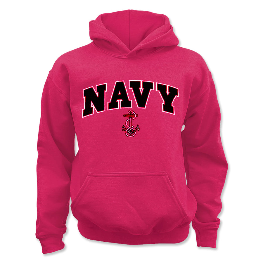 Navy Youth Arch Anchor Hood (Pink)