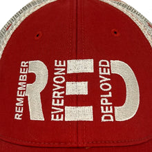 Load image into Gallery viewer, Remember Everyone Deployed Relaxed Twill Trucker Hat (Red)