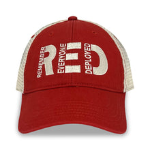 Load image into Gallery viewer, Remember Everyone Deployed Relaxed Twill Trucker Hat (Red)